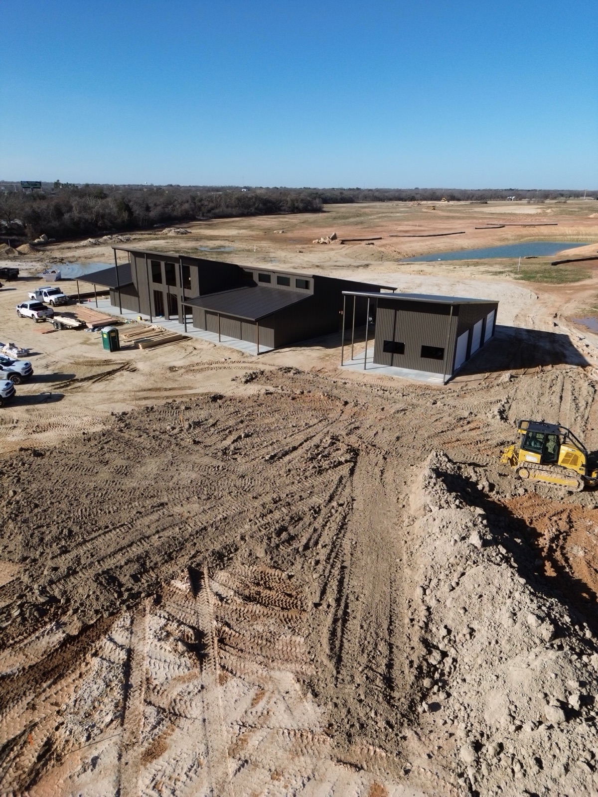 Commercial office building built by CLA in North Texas, aerial view